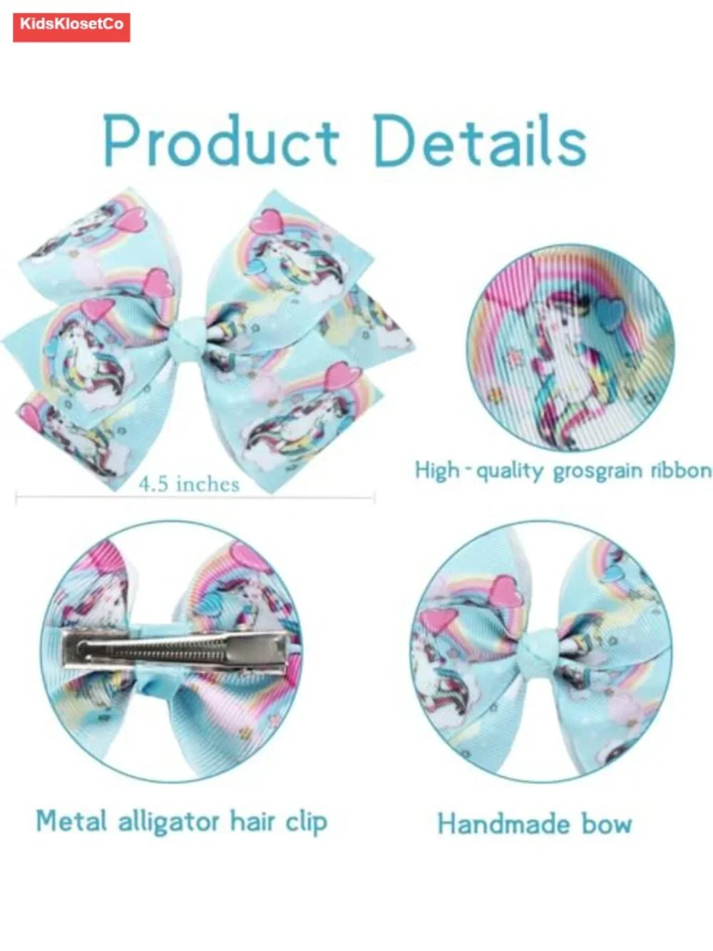 24Pcs 4.5in Grosgrain Ribbon Hair Bows with Alligator Clips for Girls